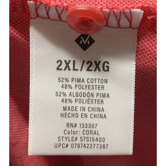 MEMBER'S MARK 2XL Polo Mens Coral Short Sleeve Shirt XXL NEW Golf Work Casual - Picture 3 of 10